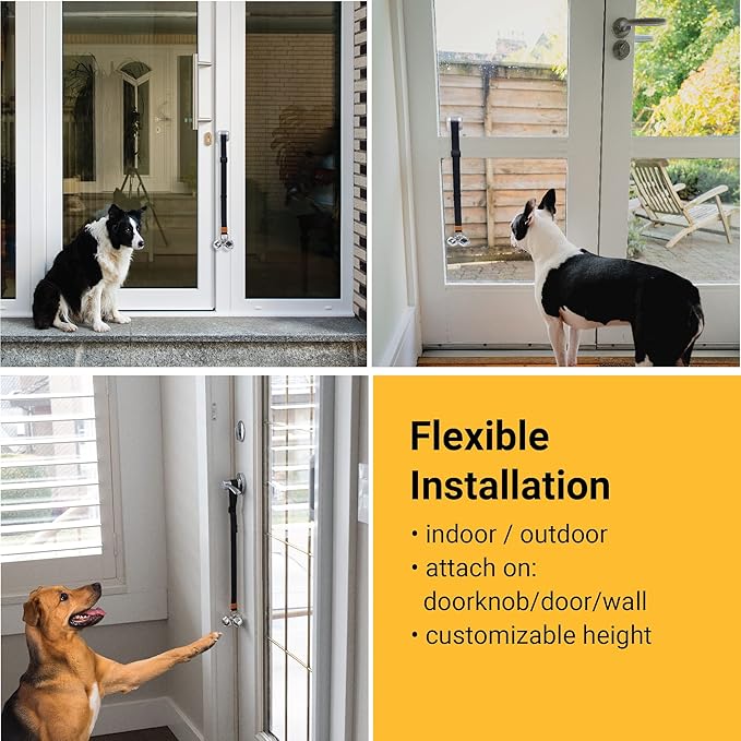SVD.PET Puppy Bell Doorbell, Dog Bell for Potty Training, Attached to doorknob or Anywhere Near The Door, Length and Height Adjustable (Black)