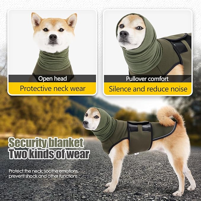 Dog Anxiety Vest,Pet Calming Hoodie Breathable Dog Anti-Anxiety Jacket for Thunder Fireworks and Separation,Green XS