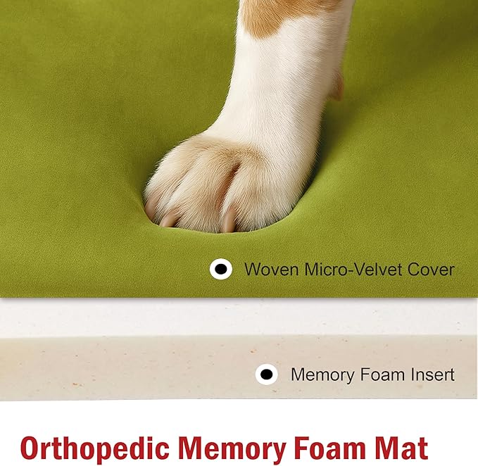 Majestic Pet Orthopedic Memory Foam Dog Crate Mat - Plush Pet Bed Pad for Crates & Kennels | USA Crafted | 24"x18" Villa Apple