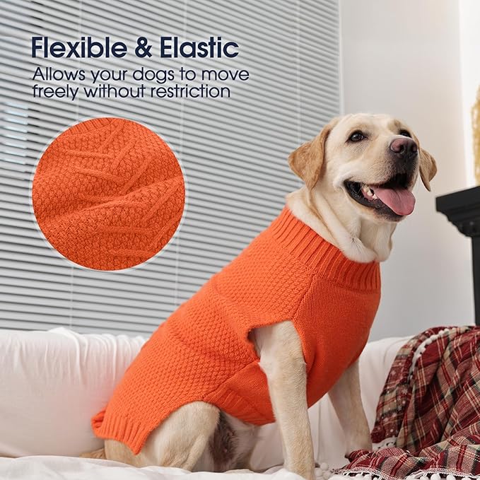IECOii Great Dane Sweater, 5XL Dog Sweater for Extra Large Dogs, XXXXXL Dog Sweaters Christmas, Warm Winter Sweaters for Male Female Dogs, Pullover Giant Breed Knitwear, Orange - 5XL