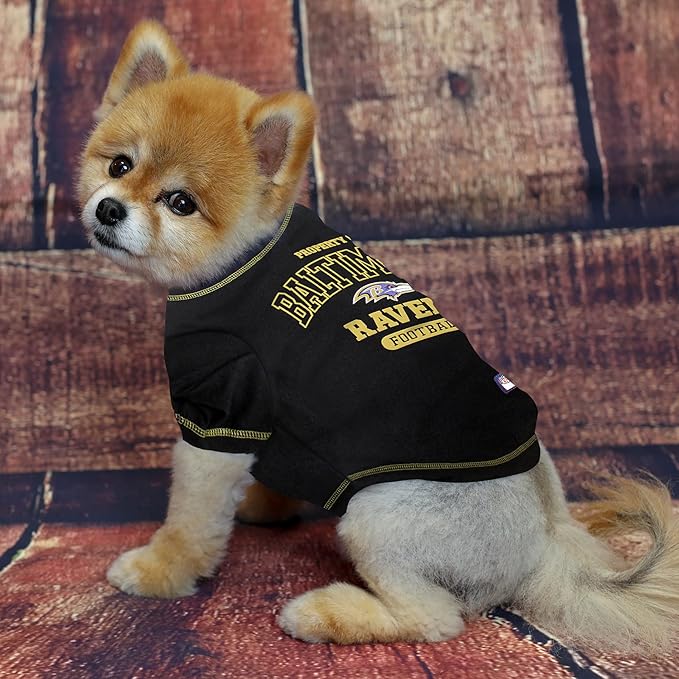 NFL Baltimore Ravens Dog T-shirt X-Large. - Licensed Shirt for Pets Team Colored with Team Logos- Premium Stretchable Materials for the comfort of your Dog & Cat