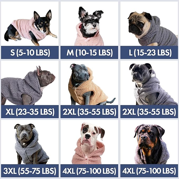 Spark Paws Teddy Dog Sweater, Sherpa Vest with Warm Fleece Lining, Winter Coat Suitable for Small Medium Large XL XXL Breeds - Pink - M