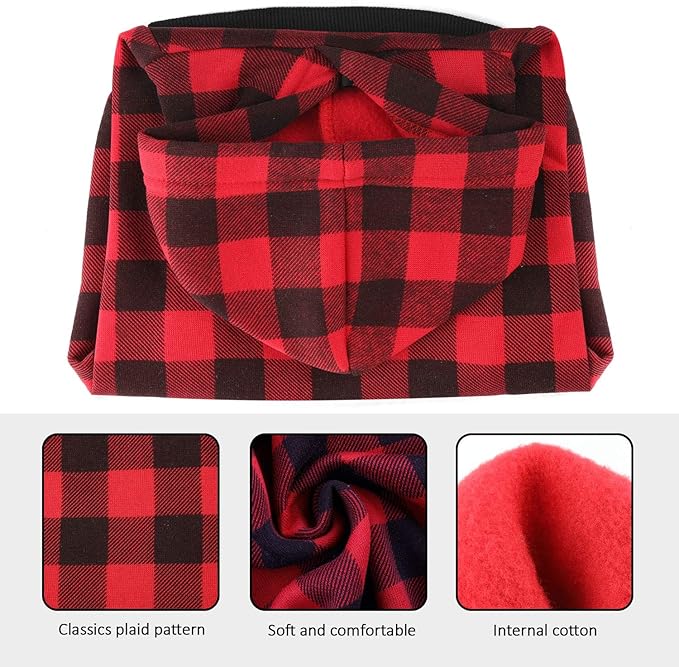 Plaid Dog Hoodie Sweatshirt Sweater for Extra Large Dogs Cat Puppy Clothes Coat Warm and Soft(XXL)