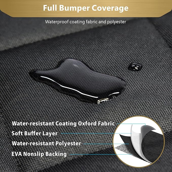 F-color SUV Cargo Liner for Dogs - Waterproof Pet Cargo Liner with Side Flaps, Comfort Dog Cargo Cover with Bumper Flap, Scrachproof Non-Slip Universal Fit SUVs Sedans Trunks Vans, Black