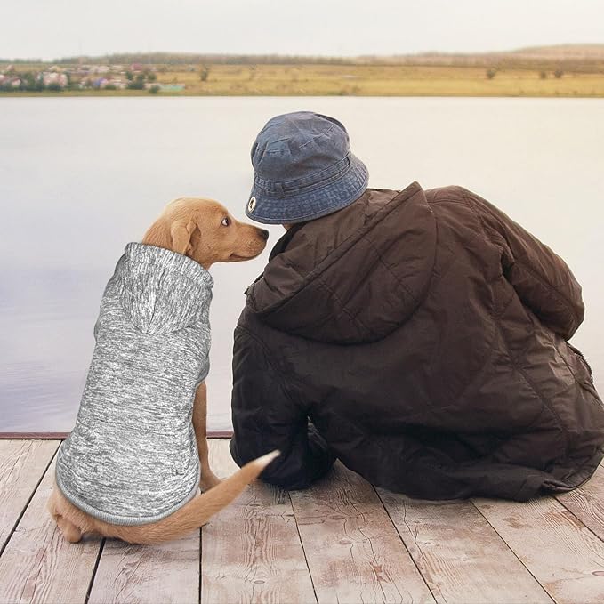 Dog Sweaters for Large Dogs Dog Hoodie Fleece Dog Sweater Soft Dog Clothes Sweatshirt with Pocket Dog Hoodie for Large Dogs(Grey&XL)