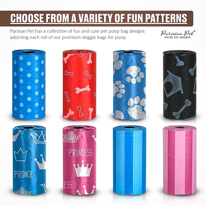Parisian Pet Eco-Friendly Dog Poop Bags, 8 Rolls, 20 Bags per Roll, Unscented, Leak-Proof, Perfect for Cleaning Up After Your Pet