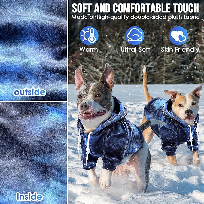 SlowTon Dog Hoodie Tie Dye - Warm Dog Sweater Hoodies with Pocket, Fall Winter Dogs Coat Jacket Pet Outfit Puppy Hooded Sweatshirt Clothes for Small Medium Large Dogs Boy Girl (Blue, 3XL)