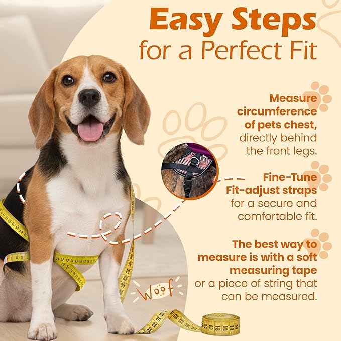 Bark Appeal Pink Plaid No-Pull Dog Harness for Medium to Large Sized Pets – Adjustable, Reflective Vest with 3 Leash Clips for Added Control, Easy Walks & Training – Large