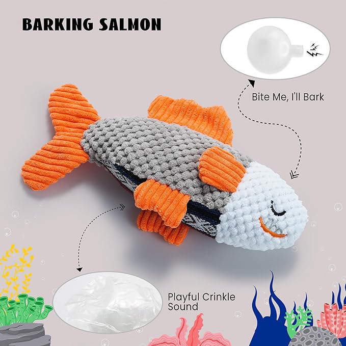 Nocciola Octopu Crinkle Squeaky Dog Toys for Aggressive Chewers, Durable Stuffed Plush Rope Tug Puppy Toy for Small, Medium Large Dogs, Octopus Fish Ocean Beach Summer, Dog Birthday Gifts