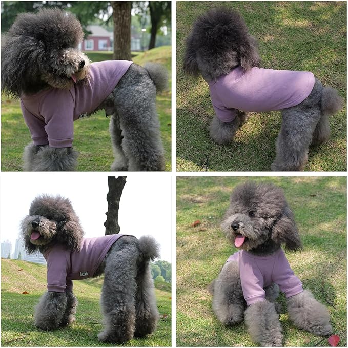 Lovelonglong Ribbed Dog T-Shirt Cotton Knitted Dog Sweaters for All Season Pet T-Shirts for Large Medium Small Dogs Taro Purple M