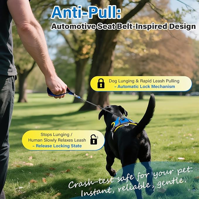 No Pull Dog Harness, 2 in 1 Retractable Harness with Auto-Lock, Reflective Breathable Mesh and Handle, Adjustable Leash Set for Small, Medium,Large Dogs,Cats (Color 2, XL)