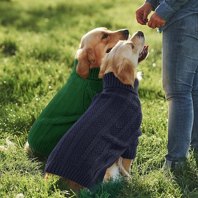 Queenmore XSmall Dog Sweater,Small Sweater for Dog,Soft Knitted Sweater Christmas Clothing,Turtleneck Pullover Puppy Sweaters for Dogs Girls Boys,Cozy Pet Knitwear for Teacup,Chihuahua(Dark Navy,XS)