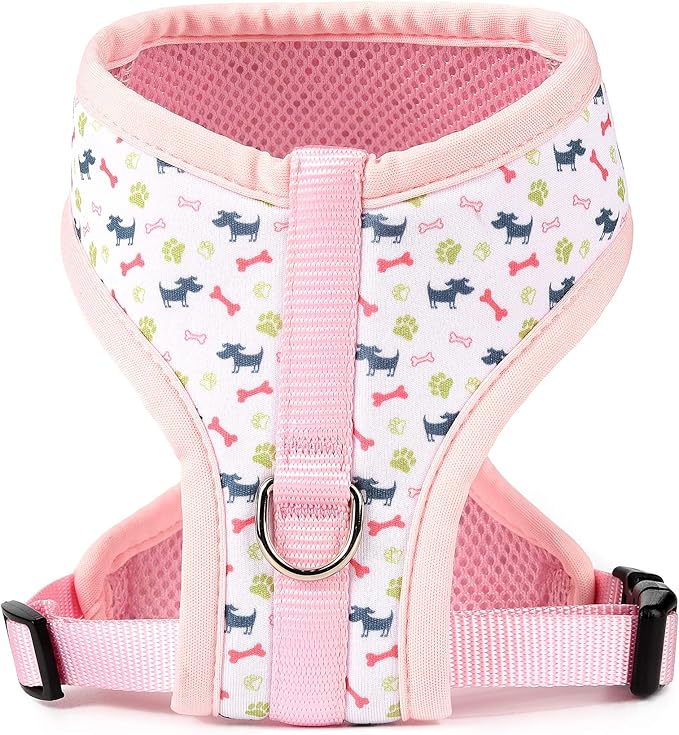 Mile High Life Step in Dog Harness for Small Dogs No Pull, Easy Get on Air Mesh Vest Harness, Adjustable Easy Closures Both Neck and Chest (Pink, M Chest 15.7"-23.2")