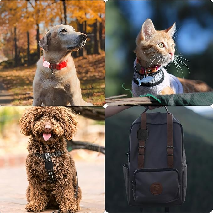 Waterproof Dog Collar Holder for Tile Mate 2024/ Mate 2022 Tracker, Anti Lost Soft Silicone Case for cat pet Necklace, Protective Cover Accessories for Tile Tracker Finder (Blue/White)