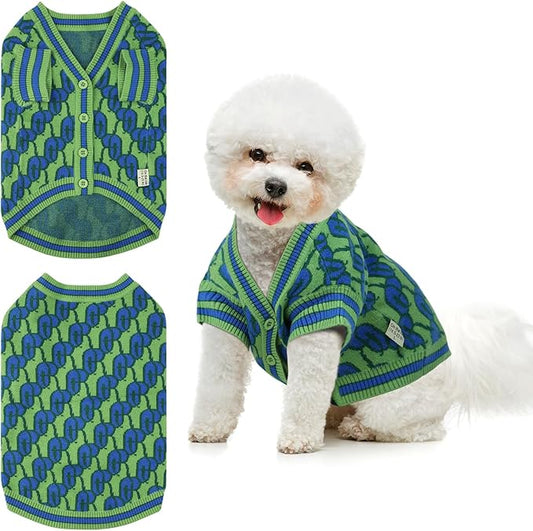 Pet Sweaters for Dogs Boys and Girls, Dynamic Letter Patterned Dog Sweater,Dog Cardigan,Pet Clothes,Pet Knitted Clothing,Fit for Different Seasons and Kinds of Dogs(Green 2XL)