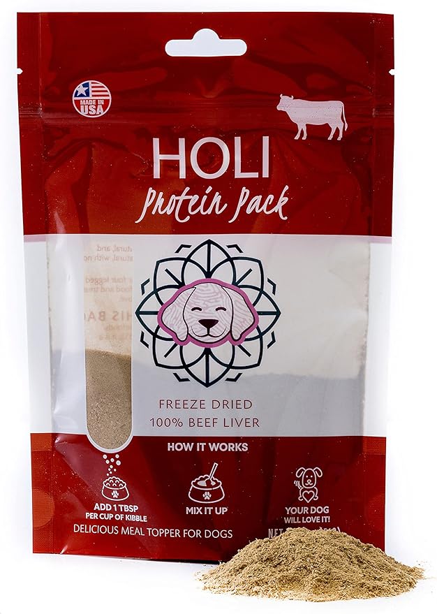HOLI Beef Liver Powder Dog Food Topper - Single Ingredient, Human-Grade - Freeze Dried Dog Food Flavor Enhancer for Picky Dogs – Grain Free – 100% All Natural - 4oz