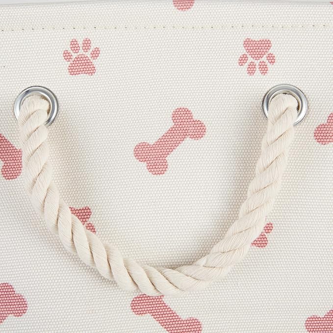 Bone Dry Pet Storage Collection Paw and Bone Print, Small Rectangle, 14x8x9", Rose