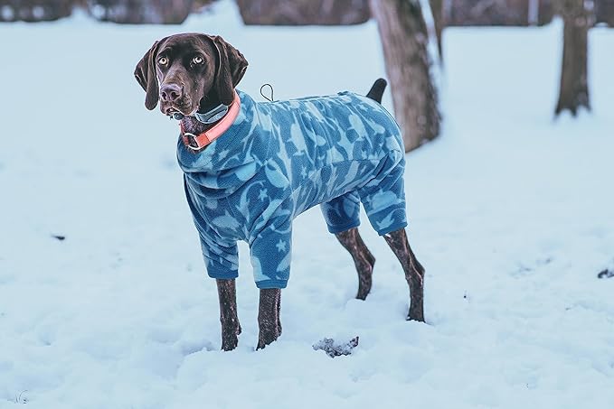 ROZKITCH Large Dog Fleece Pajamas, Pet Windproof Warm Cold Weather Jacket Vest with Luminous Zipper, Jumpsuit Apparel Outfit Clothes for Small Medium Large Dog Shark XL