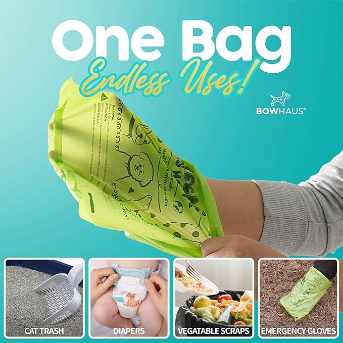 Lavender Scented Dog Poop Bags w/Dispenser, 80% PCR Eco-Friendly Materials, 9” x 13” Extra Thick Leak Proof Waste Bag for Pet, Doggy Bag Refill Rolls, Versatile Dog Waste Bags, 1005 Counts