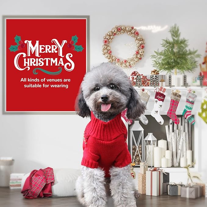 PETCARE Dog Christmas Sweater Red Ugly Funny Cute Cartoon Reindeer Cat Sweaters Jumper Holiday Dog Clothes Puppy Sweaters for Small Medium Large Dogs Fall Winter Outfits Xmas Dogs Costume,Medium