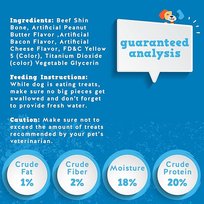 Jack&Pup 3-4" Filled Dog Bones for Small and Large Dogs, Flavored Shin Dog Bones Long Lasting, Stuffed Bone for Dogs, High Protein, Peanut Butter Flavor - 4 Pack