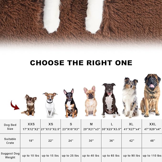 Bedfolks Waterproof Dog Crate Bed & Pad, Faux Fur, XXL (47"x29"), Washable, Solid Brown