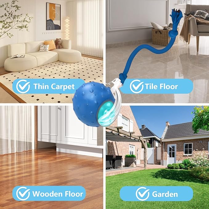 Tiny Fetch Dog Toy - Interactive Dog Toys, 360°Smart Automatic Rolling Electric Dogs Ball Toy with Birdsong, Automatic Obstacle Avoidance, Rechargeable, Boredom Relief for Dogs & Cats (Blue*1 PC)