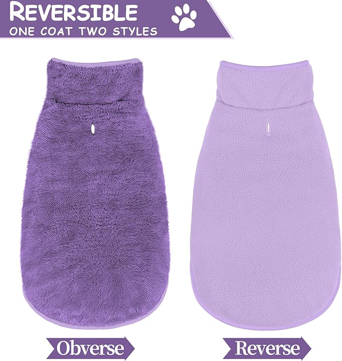 Malier Dog Winter Coat, Reversible Fleece Dog Cold Weather Coats, Windproof Warm Snow Puppy Jacket Vest Pet Clothes for Small Medium Large Dogs (Purple, XX-Large)