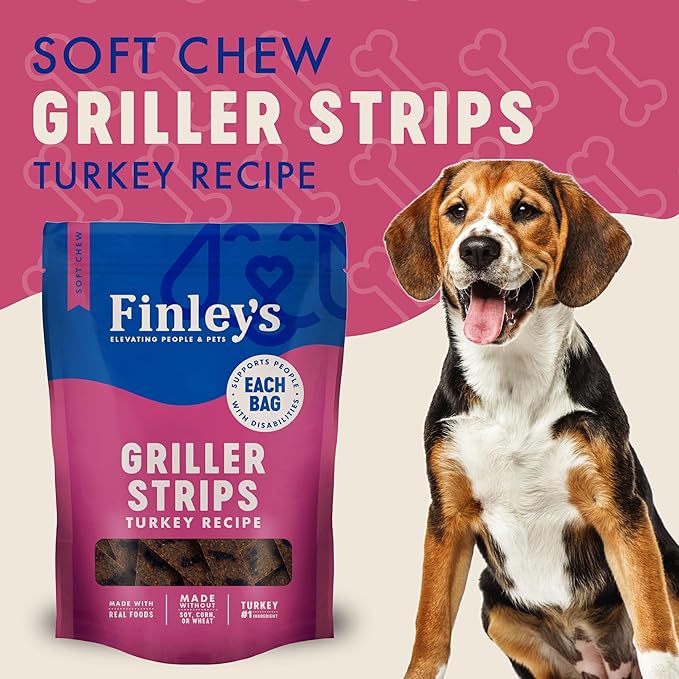 Finley's Turkey Griller Strips Dog Treats, Real Turkey, Grain-Free, Soft-Chew, Made in USA, 14.5 Ounce (Pack of 1)
