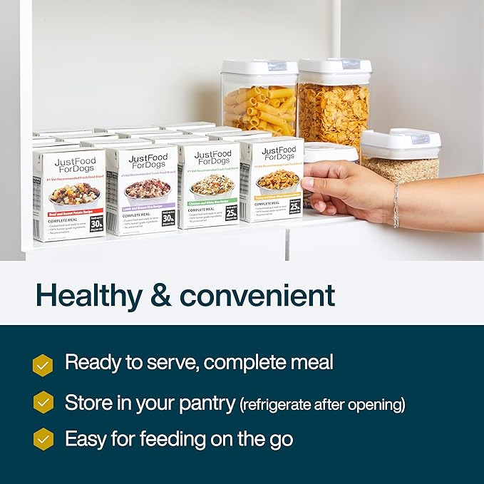 JustFoodForDogs Pantry Fresh Wet Dog Food, Complete Meal or Dog Food Topper, Turkey & Whole Wheat Macaroni Human Grade Dog Food Recipe - 12.5 oz (Pack of 6)