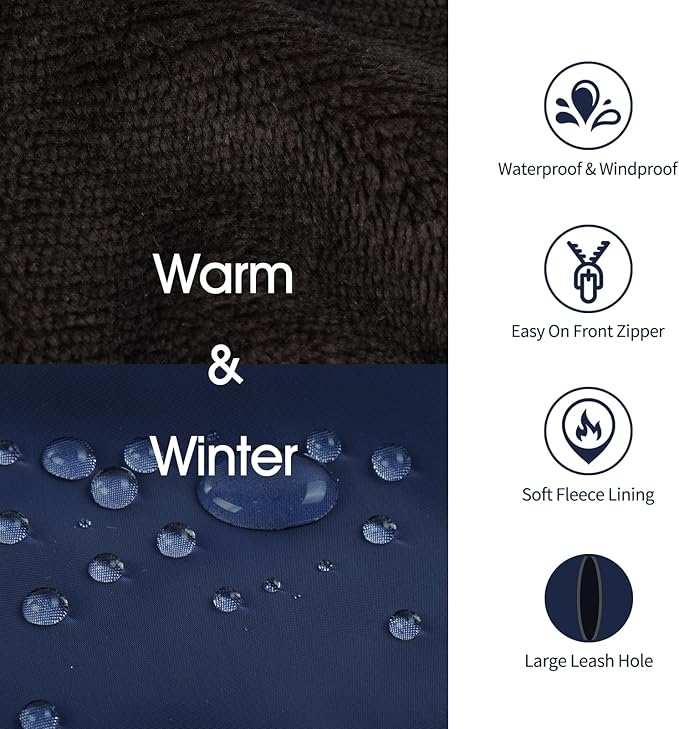 IECOii Medium Dog Coat - Waterproof, Fleece Lined, Reflective, Warm Winter Jacket
