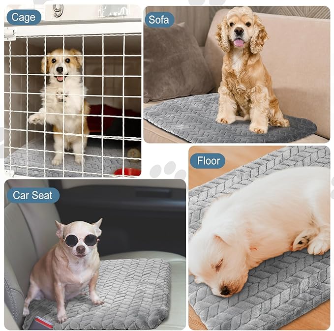 4 Pack Self Heating Cat Pad Self Warming Cat Bed Non Slip Warm Dog Pad Mat Washable Pet Kennel Crate Bed Mat for Indoor Outdoor Pets (Gray,20 x 28 Inch)