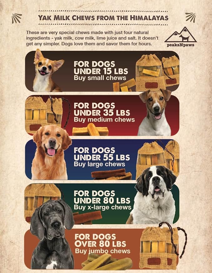 peaksNpaws Himalayan Yak Chews, High Protein Cheese Sticks, Lactose Free, Natural, Long Lasting Dog Treat for Aggressive Chewers Under 15 lbs, 10 Small Treat Sticks, 100% Eco-Friendly Packaging