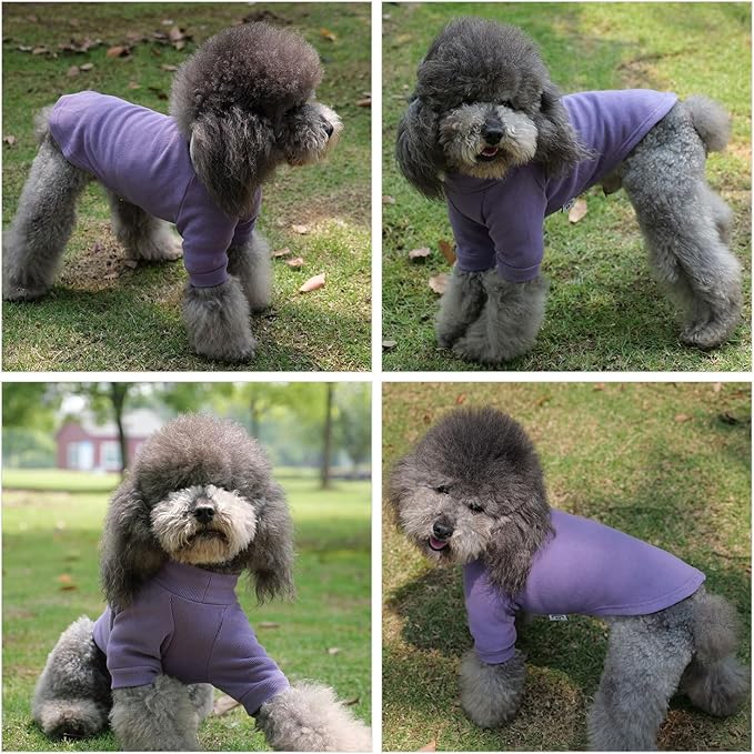 Lovelonglong Ribbed Dog T-Shirt Cotton Knitted Dog Sweaters for All Season Pet T-Shirts for Large Medium Small Dogs Purple M