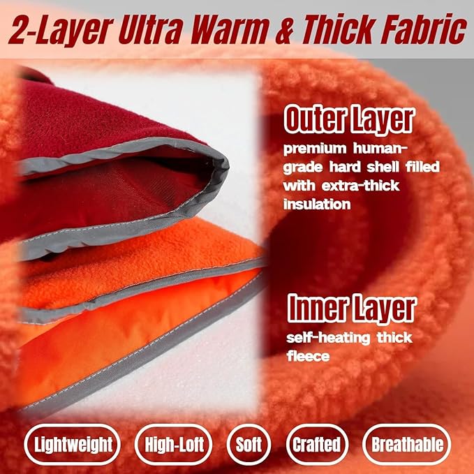 Insulated Relaxed Fit Dog Winter Coat with Full-Body Reflective Strip, Hard Shell Pet Jacket for Outdoor, Waterproof Coats for Large Dogs, Soft Fur Collar Jacket for Labrador Male Female(Orange, 2XL)
