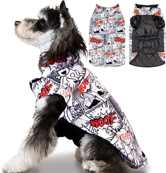 CuteBone Winter Jacket - Waterproof, Windproof, Reversible, Soft, Reversible Dog Vest - Thick Dog Cold Weather Coat - for Small to Large Dogs - Chest Size, Leash Hole