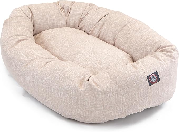 Majestic Pet 24 Inch Washable Bagel Dog Bed with Spine Support - Cozy Soft Round Pink Dog Bed 24x19x7