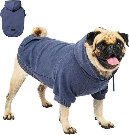 Tuff Pupper Dog Hoodie | Premium Quality 100% Organic Cotton | Ultra Soft Interior for Superior Comfort | Elastic Cuffs & Drawstring for Warmth | Stretch Fit Suitable for All Breeds (Blue, S)