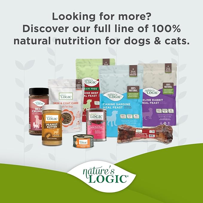 NATURE'S LOGIC Dry Dog Food - 100% Natural - No Synthetics - for All Ages, Sizes, Breeds - Free from Common Allergens, High Protein - Sardine Meal Feast, 25lbs