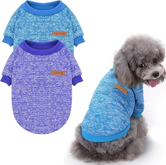 2 Pieces Pet Dog Classic Knitwear Sweater, Fleece Coat for Small,Medium Dogs,Warm Pet Dog Cat Clothes,Soft Puppy Customes for Chihuahua Yorkshire Tzu (Blue Dark Navy,XXS)