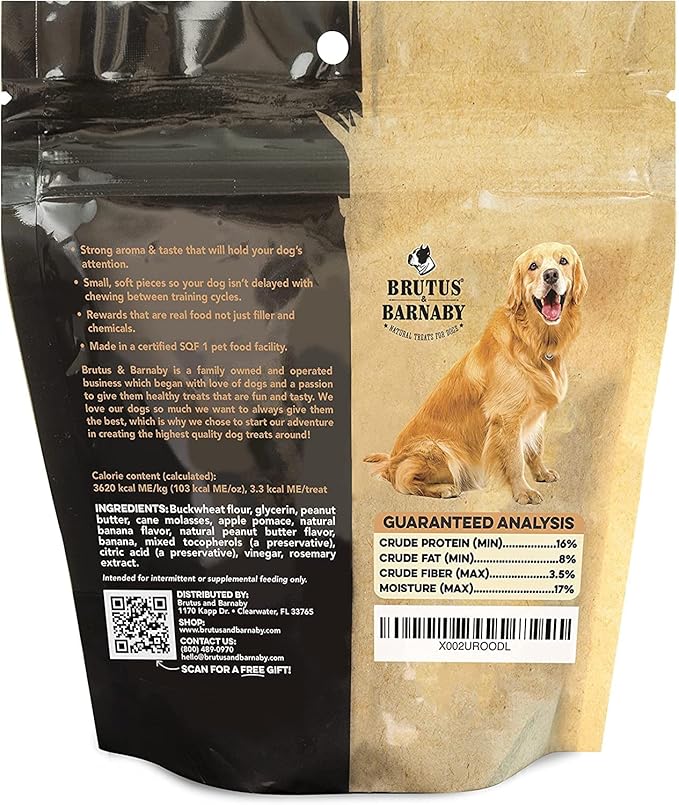 Training Treats for Dogs - Peanut Butter & Banana - All-Natural Healthy Low Calorie Vegan Treat - Great to Use for Rewards in Training Your Puppy Or Dog