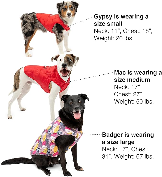 Kurgo Loft Dog Jacket - Reversible Cozy Coat for Outdoor Adventures - Water Resistant - Athletic Fit - Machine Washable Fabric - Reflective Dog Gear - Small - Watercolor Stripe