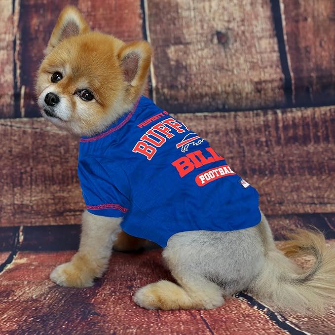 NFL Buffalo Bills Dog T-shirt Small. - Licensed Shirt for Pets Team Colored with Team Logos- Premium Stretchable Materials for the comfort of your Dog & Cat