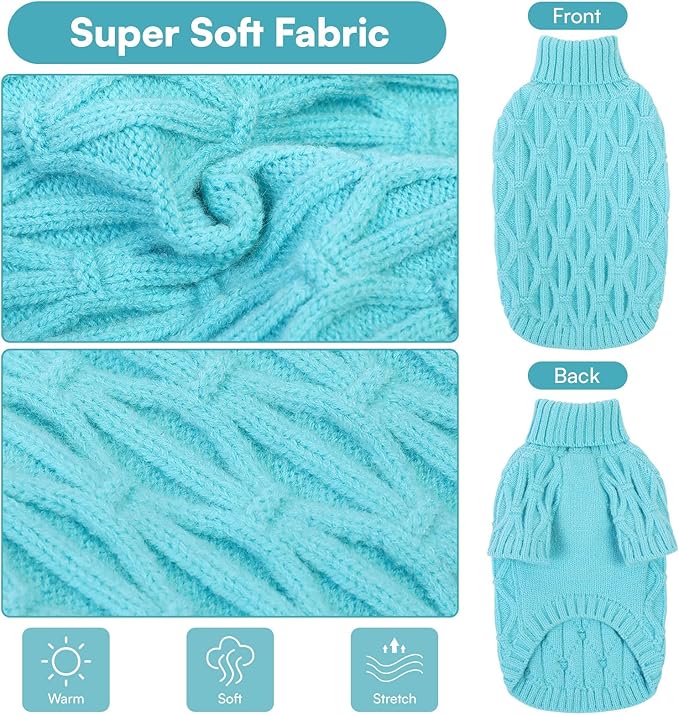 Queenmore Small Dog Sweater,Warm Pullover Dog Sweaters for Small Dogs Boys Girls,Soft Winter Doggie Sweaters,Thick Warm Dogs Clothes for Chihuahua,Dachshund,Yorkie(Lake Blue,S)