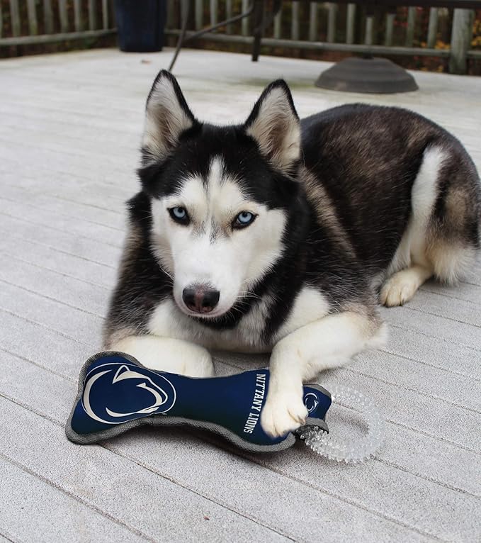 Pets First NCAA Penn State Nittany Lions Dental Dog TUG Toy with Squeaker. Tough PET Toy for Healthy Fun, Teething & Cleaning Pets Teeth & Gum