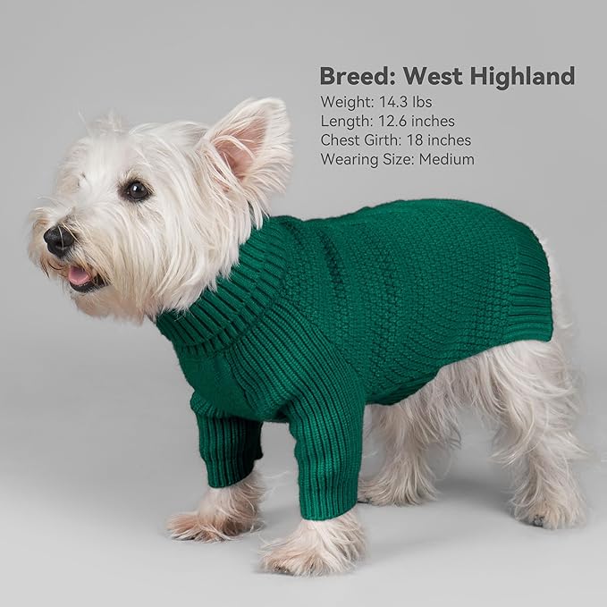 cyeollo 4XL Dog Sweater,Pullover Turtleneck for Large Dogs Classic Knitwear Fall Winter Cold Weather Dog Clothes Warm Pet Apparel Large Big Dogs Sweaters Male&Female, Green XXXXL