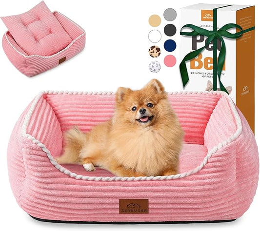 Orthopedic Dog Bed for Medium Dogs,Dog Sofa Beds Supportive Foam Pet Couch Bed with Removable Washable Mat and Nonskid Bottom (Medium, Pink)