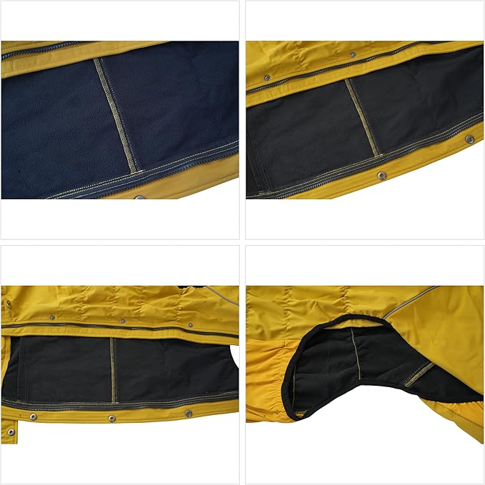 LOVELONGLONG Fleece-Lined Dog Raincoat with Removable Hood – Waterproof Winter Full Body Dog Jacket – Windproof Snowproof Cold-Weather Suit – Yellow-F XXS