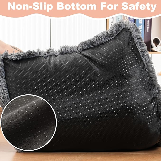 Bedfolks Waterproof Crate Bed, Plush Dog & Cat Kennel Pad, Faux Fur, Washable, 23"x18", Dark Grey