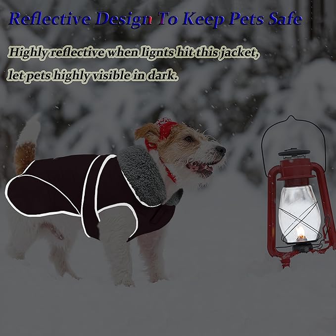 Dogcheer Dog Coat, Waterproof Dog Jacket Reflective Pet Winter Coat with Adjustable Hook & Loop, Christmas Puppy Fleece Jacket Warm Turtleneck Snowsuit for Small Medium Large Dogs - Black, 3XL